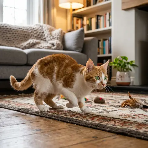Playful Orange and White Patched House Cat | Curious Cat Pouncing