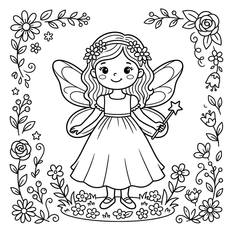 Cute Fairy Coloring Page for Kids | Free Printable Activity Cute Fairy Coloring Page for Kids | Free Printable Activity
