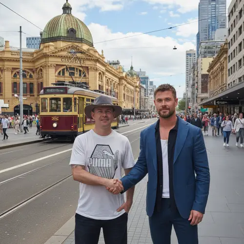Men Shaking Hands in Melbourne Background