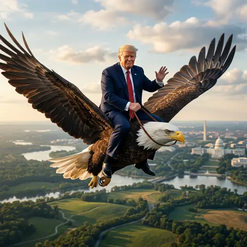 Donald Trump Flying on an Eagle