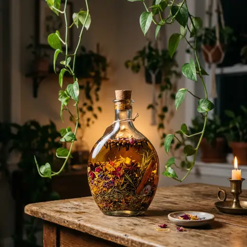 Elegant Glass Bottle with Herbs & Spices