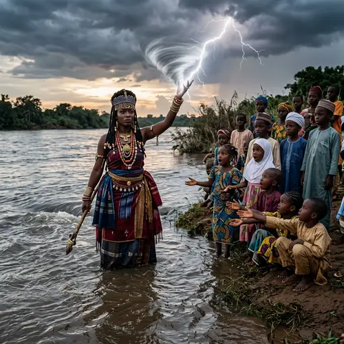African Deity OYA Controlling Winds and Storms in River Niger