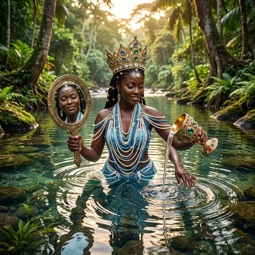 African Diety OSHUN: Supreme Water Being with Golden Crown