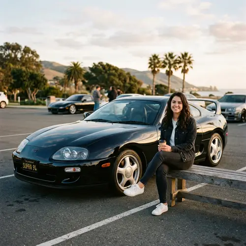 Women in Sitting Position with Toyota Supra MK4