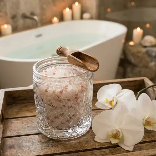 Luxurious Dead Sea Bath Salts in Crystal Glass Jar
