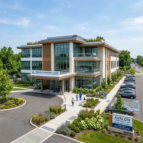 Modern AI Clinic Building Exterior Design