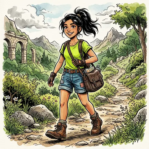 Adventurous Girl Cartoon Character: Explore with Joy