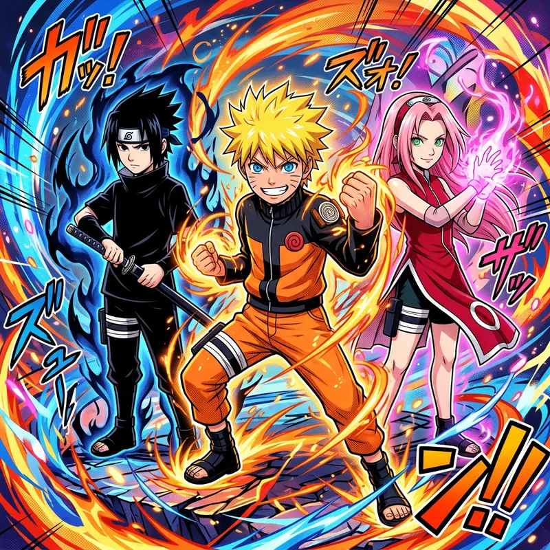 Naruto Characters: Abstract Teamwork Display