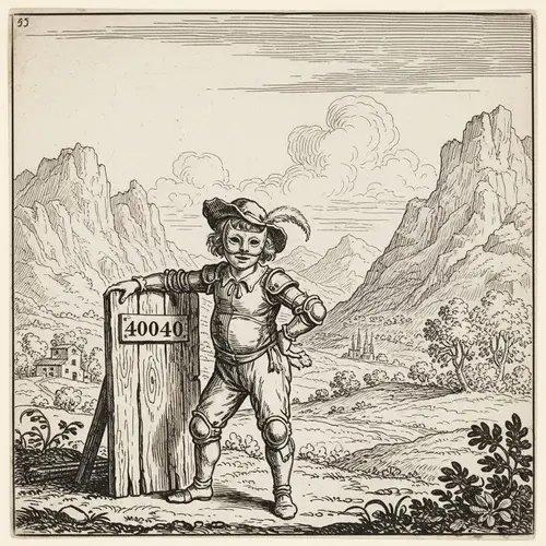 Whimsical 17th-Century Drawing of Model and Landscape