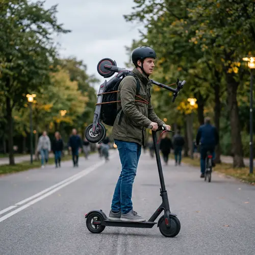 Man Riding E-Scooter with Another E-Scooter