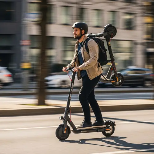 Man Riding E-Scooter with Another E-Scooter