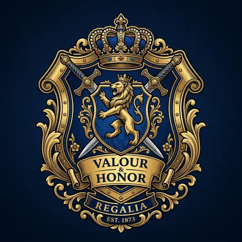 Custom Emblem Logo Design - Royal Blue & Gold