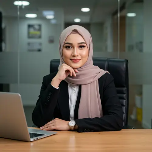 Elegant Hijab Model in Modern Office Portrait