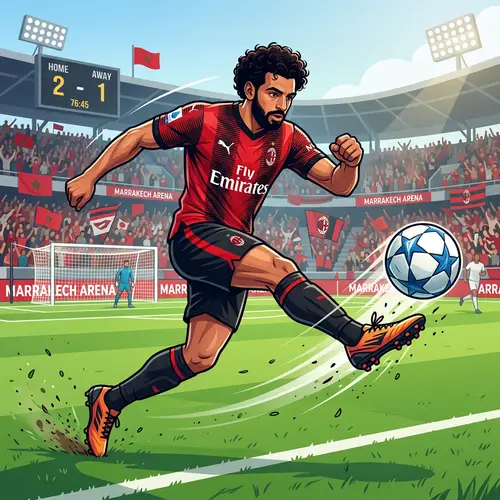 Athletic North African Football Player on Well-Maintained Pitch