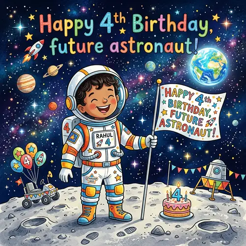 Birthday Card for Ishaan Bhushan Saxena - Future Astronaut Theme
