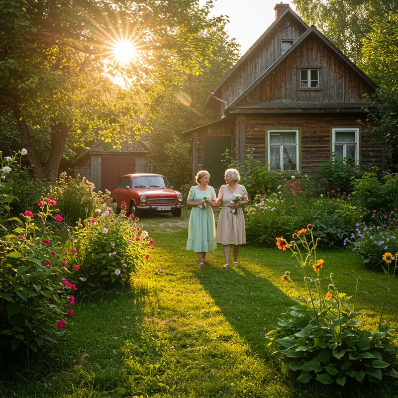 Beautiful Summer Garden with Cozy House