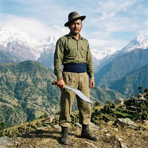 Gurkha Soldier in Traditional Attire | Iconic Khukuri Display