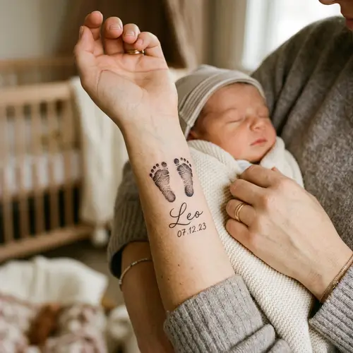 Baby Footprint & Name Tattoo Ideas