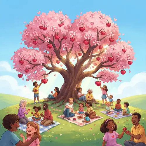 Cherry Love: Vibrant Cherry Tree Picnic Celebration