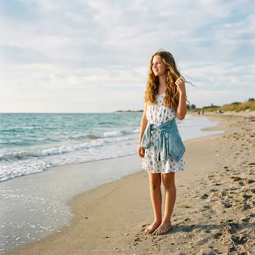 Teen Girl Enjoying Serene Beach Moment | Youthful Joy