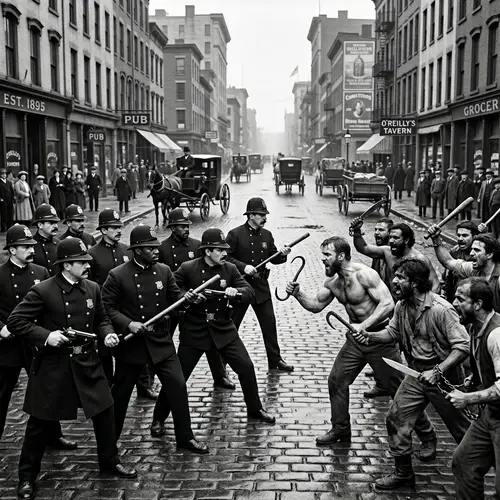1900s Police Confront Brutal Thugs in Downtown