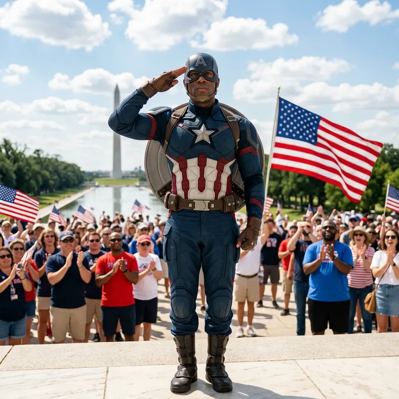 Captain America Saluting on a Sunny Day