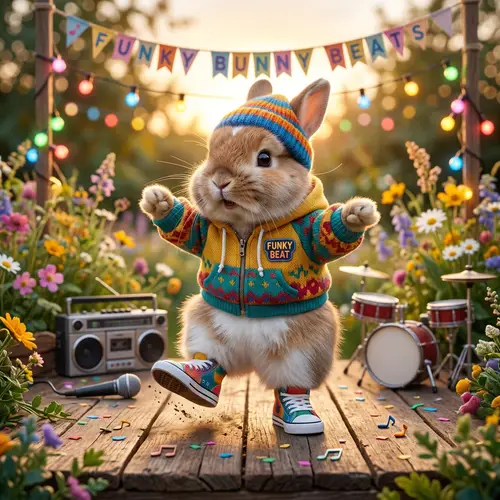 Adorable Rabbit Dance Routine: Playful Rap Beat Performance