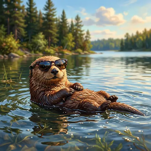 Chilling Otter with Sunglasses - Award Winning Art