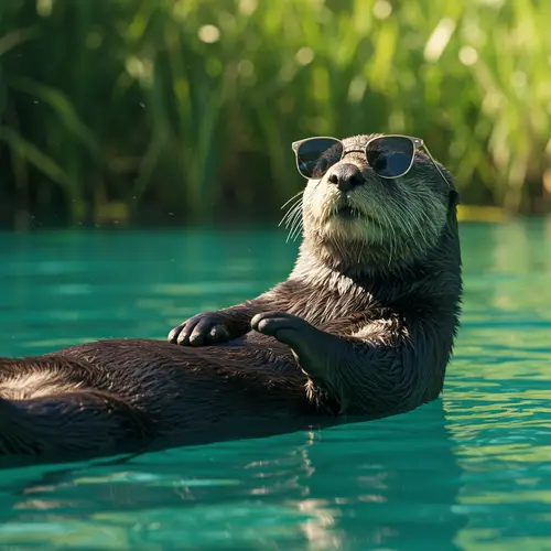 Chilling Otter with Sunglasses - Award Winning Art