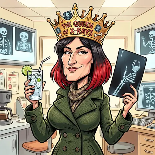 Cartoon of the X-Ray Queen with Red Tips