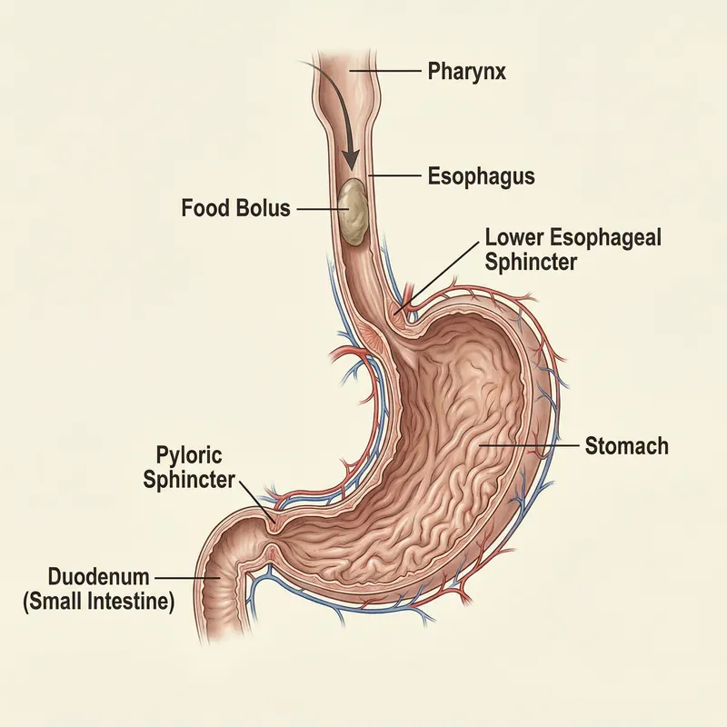 Food Bolus Journey: Anatomy of Digestive System Illustrated Food Bolus Journey: Anatomy of Digestive System Illustrated