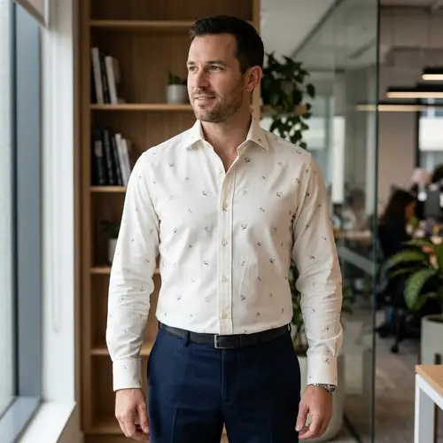 Minimalist Floral Pattern Formal Shirt