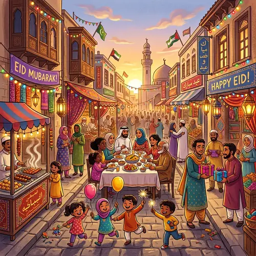 Eid al-Fitr Street Celebration: Diverse Joyful Festivities