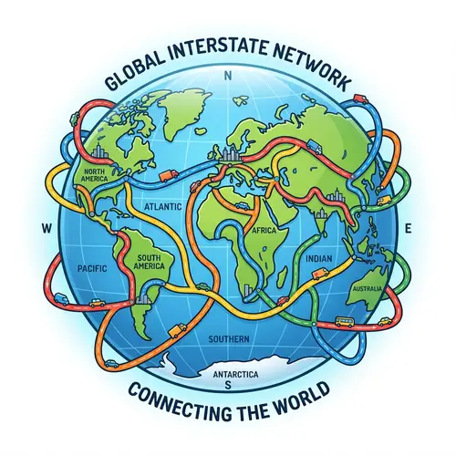 Global Interstate Clipart: Network of Highways Connecting Continents