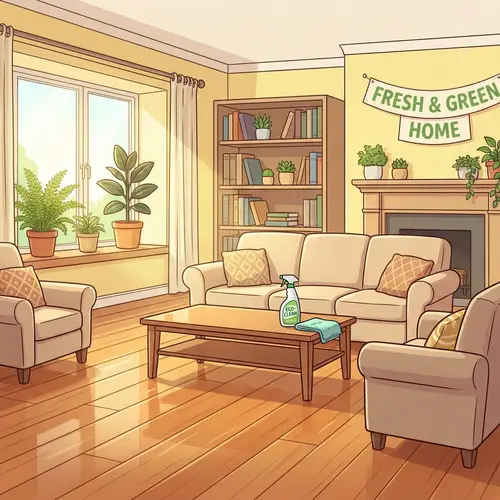 Eco-Friendly Family Home Cleaning in Cartoon Style
