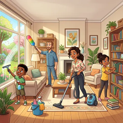 Family Spring Cleaning: Spacious Living Room Transformation