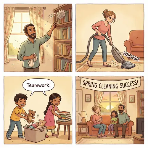 Spring Cleaning Comic Strip: Family Fun and Laughter