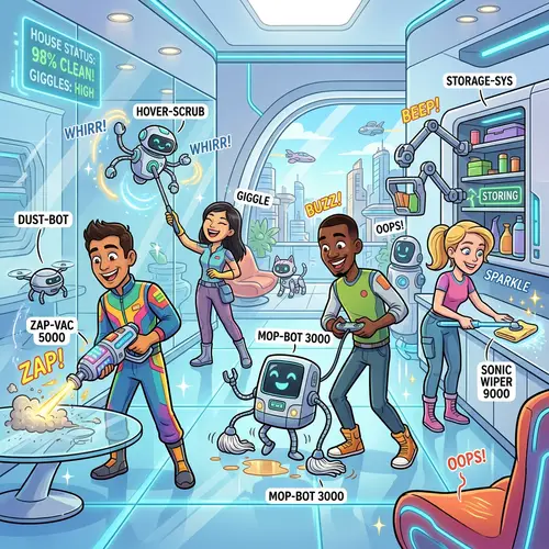 Futuristic Cleaning: A Fun Cartoon Exploration