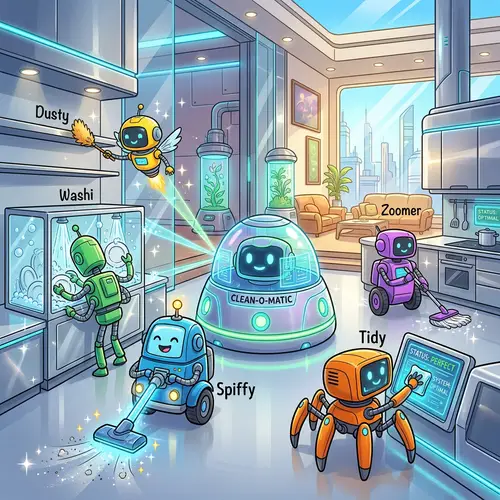 Futuristic Cartoon House Cleaning | AI & Robots