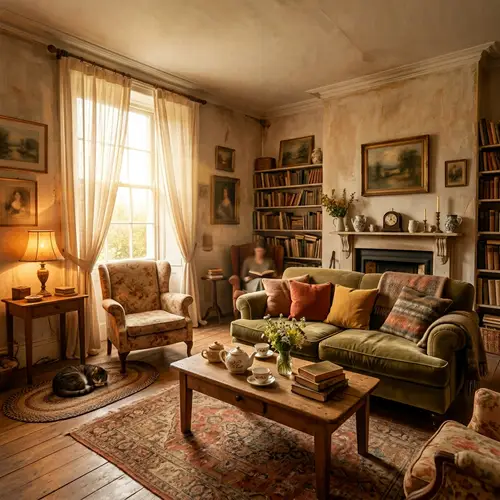 Cozy Vintage Living Room in Claude Monet Style | Fine Art Photography