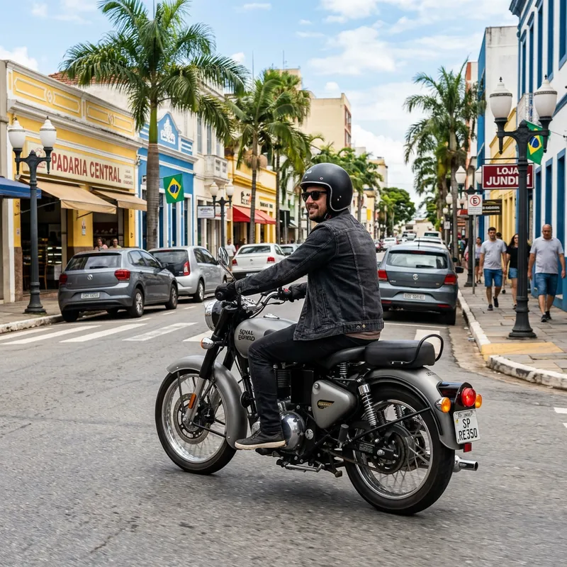 Royal Enfield Classic 350 Motorcycle in Jundiaí, São Paulo Streets