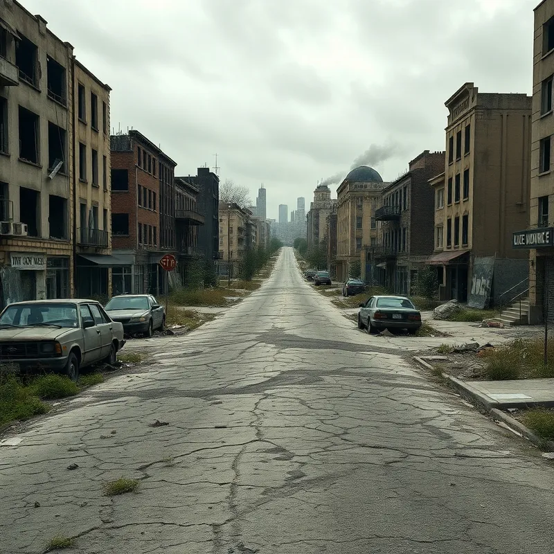 Exploring a Desolate Post-Apocalyptic Cityscape Exploring a Desolate Post-Apocalyptic Cityscape