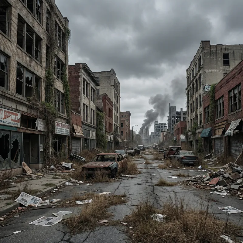 Exploring a Desolate Post-Apocalyptic Cityscape