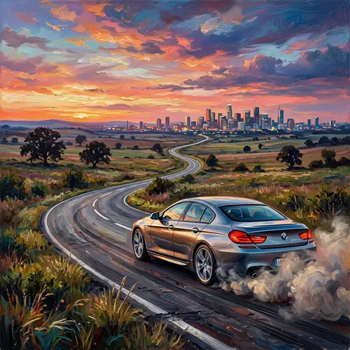 BMW 640d Oil Painting | Open Road Landscape Artwork
