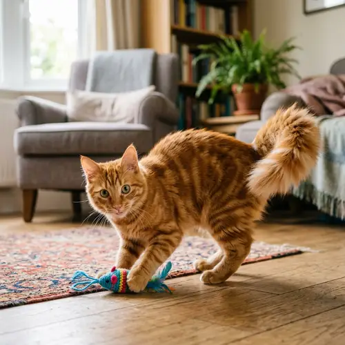 Playful Orange Tabby Cat with Green Eyes
