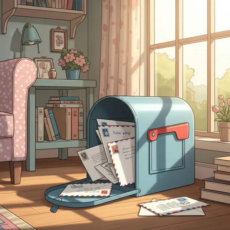 Charming Blue Mailbox with Unsent Letters