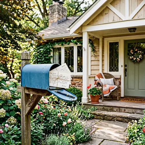 Charming Blue Mailbox with Unsent Letters