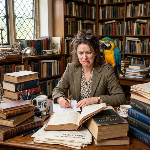 Professional Translator with Comical Twist at Work