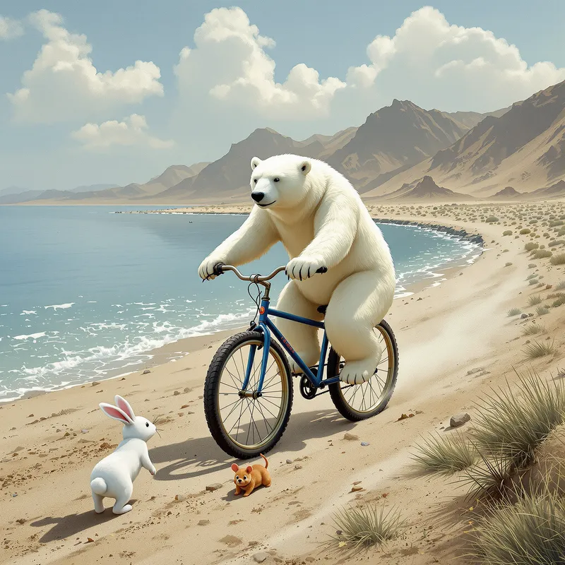 Polar Bear on Bicycle: A Wild Chase at the Dead Sea