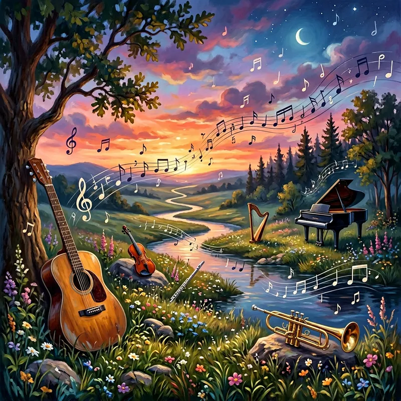 Tranquil Music Harmony: Beautiful Musical Scene